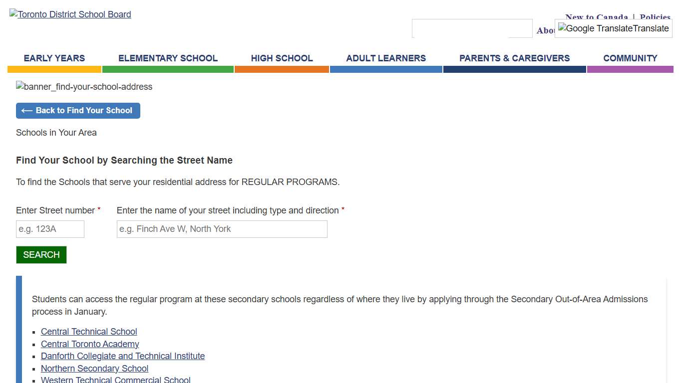 Find Your School By Address