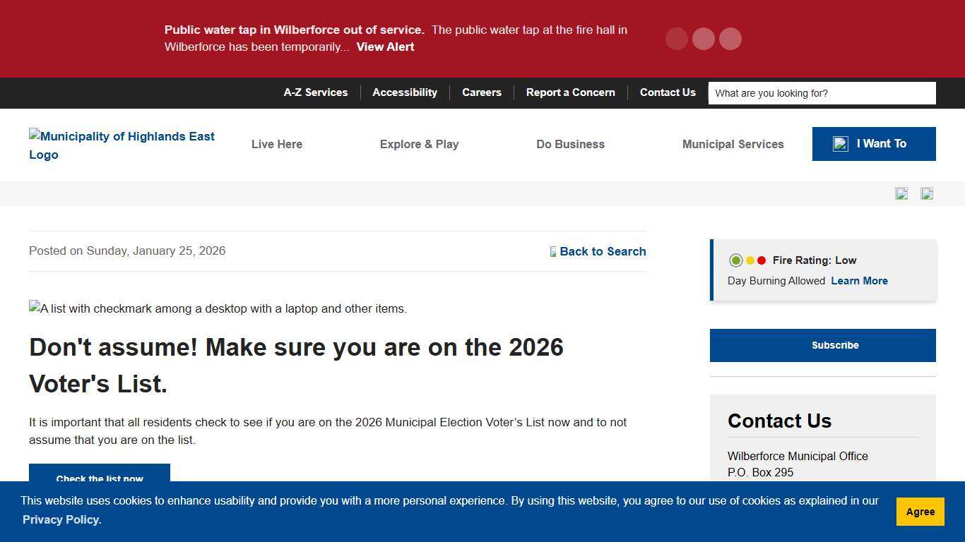 Don't assume! Make sure you are on the 2026 Voter's List. - Highlands East