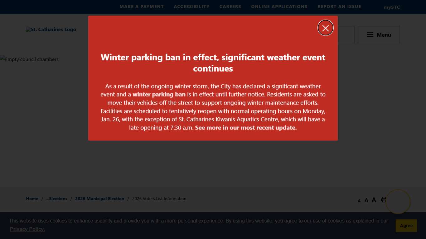 2026 Voters List Information - St. Catharines